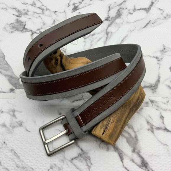 Men's Sean John Brown | Grey Suede Belt - Picture 1 of 3